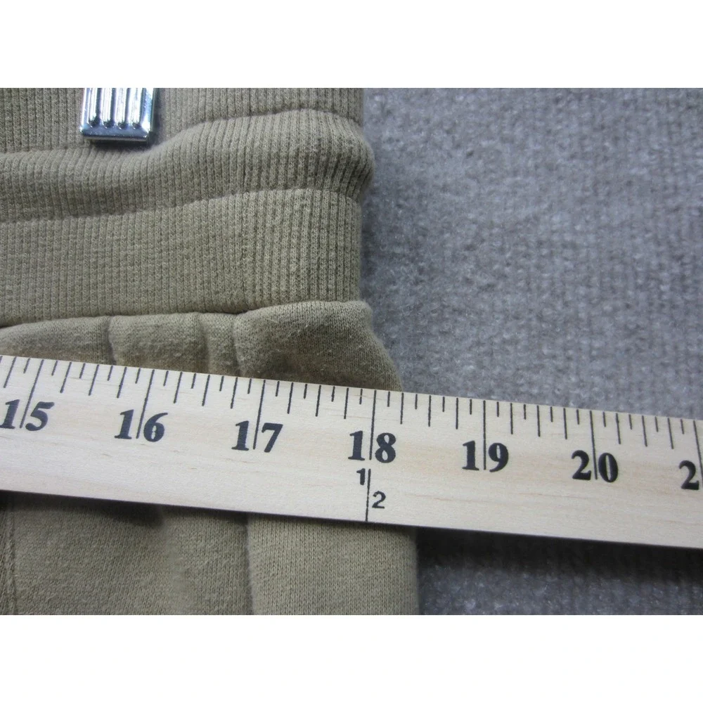 True Religion Mens Sweat Shorts Tan Khaki Horseshoe Logo Raw Hem Fleece Size L